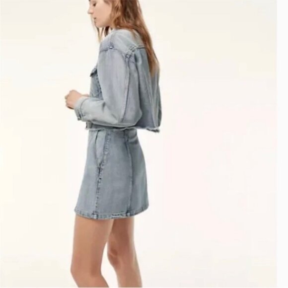 Aritzia * Wilfred Free Ahrens Denim Button Down Mini Skirt EUC  100% Cotton S10 - Picture 13 of 13